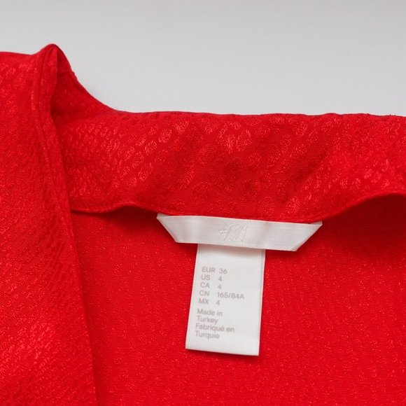 H M Dress Size 4 V Neck Midi Wrap Cocktail Jacquard Weave Snakeskin Cocktail Red - Picture 7 of 10